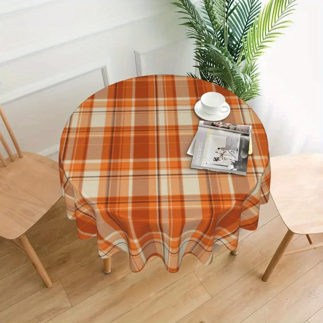 One piece, round autumn Thanksgiving checkered tablecloth, country style tablecloth.zyc