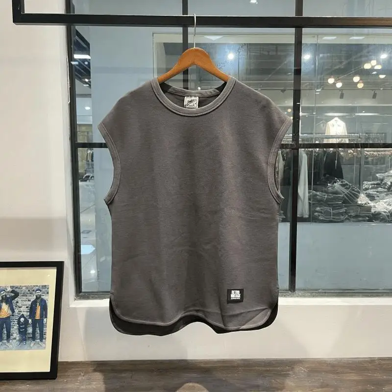 Trendy summer new waffle loose sports vest fitness sleeveless casual men's training solid color crew neck top image 4