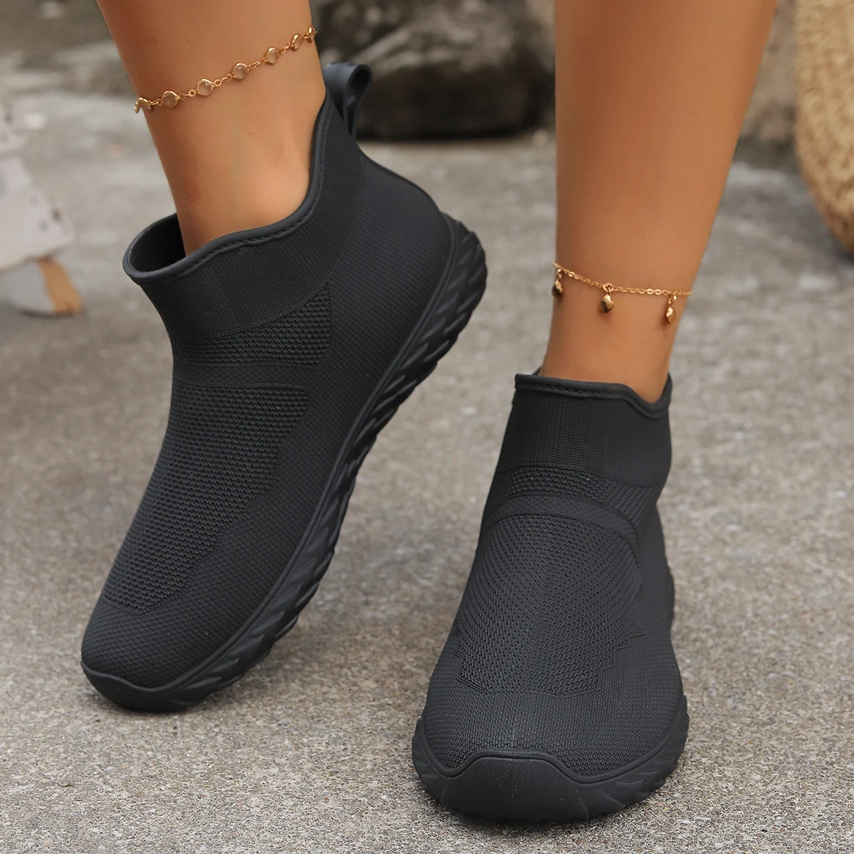 Women\'s New Solid Color PVC Four Seasons Water Shoes Fashion Casual Flat Rain Boots Low Round Head Outside To Wear Rain Shoes