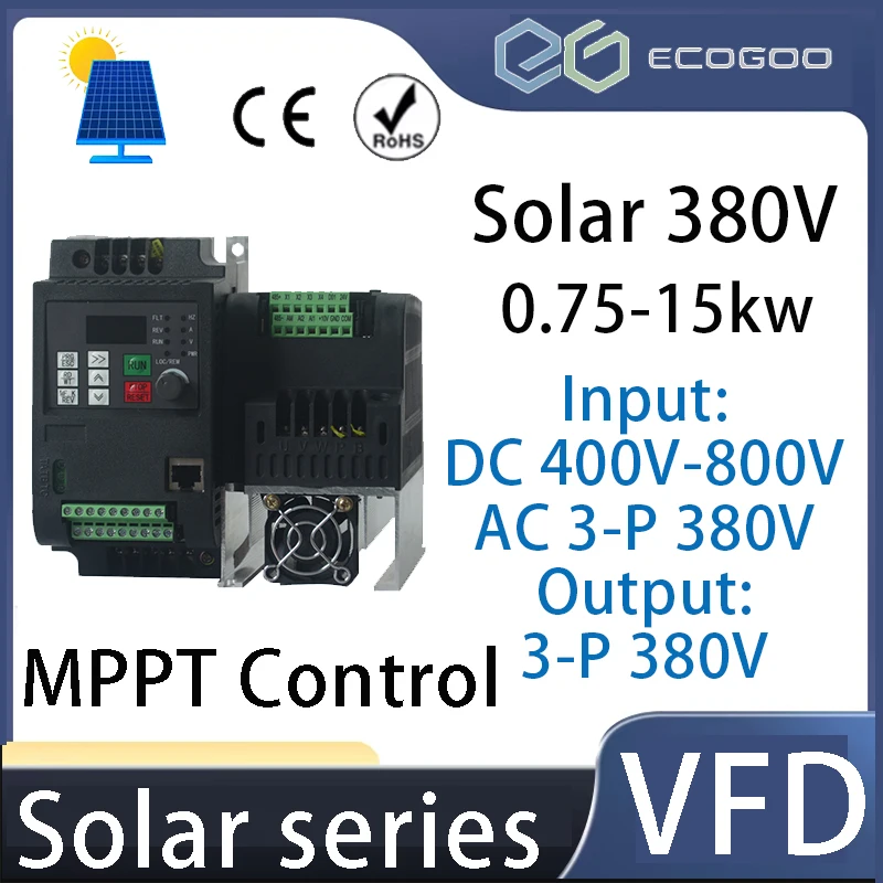 380V Solar Inverter VFD for Motor Speed Control 0.75/1.5/2.2/4/5.5/7.5/11/15KW 380V Variable Frequency Drive Converter