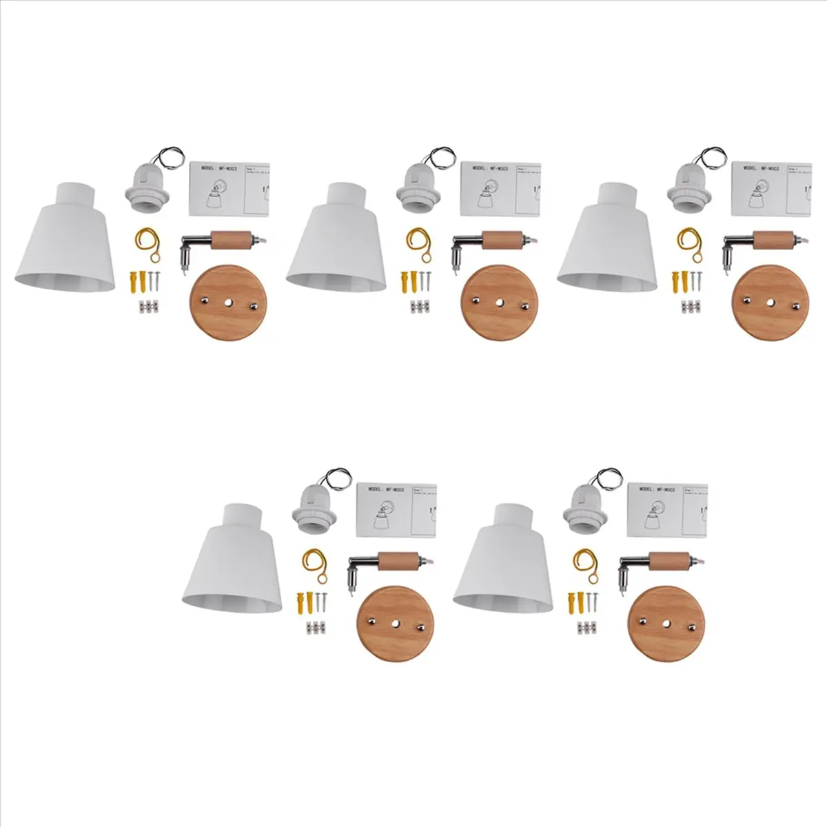 NEW 5X Wooden Wall Lights Bedside Wall Lamp Bedroom Wall Light Sconce for Kitchen Modern Wall Lamp Nordic Sconces(White)