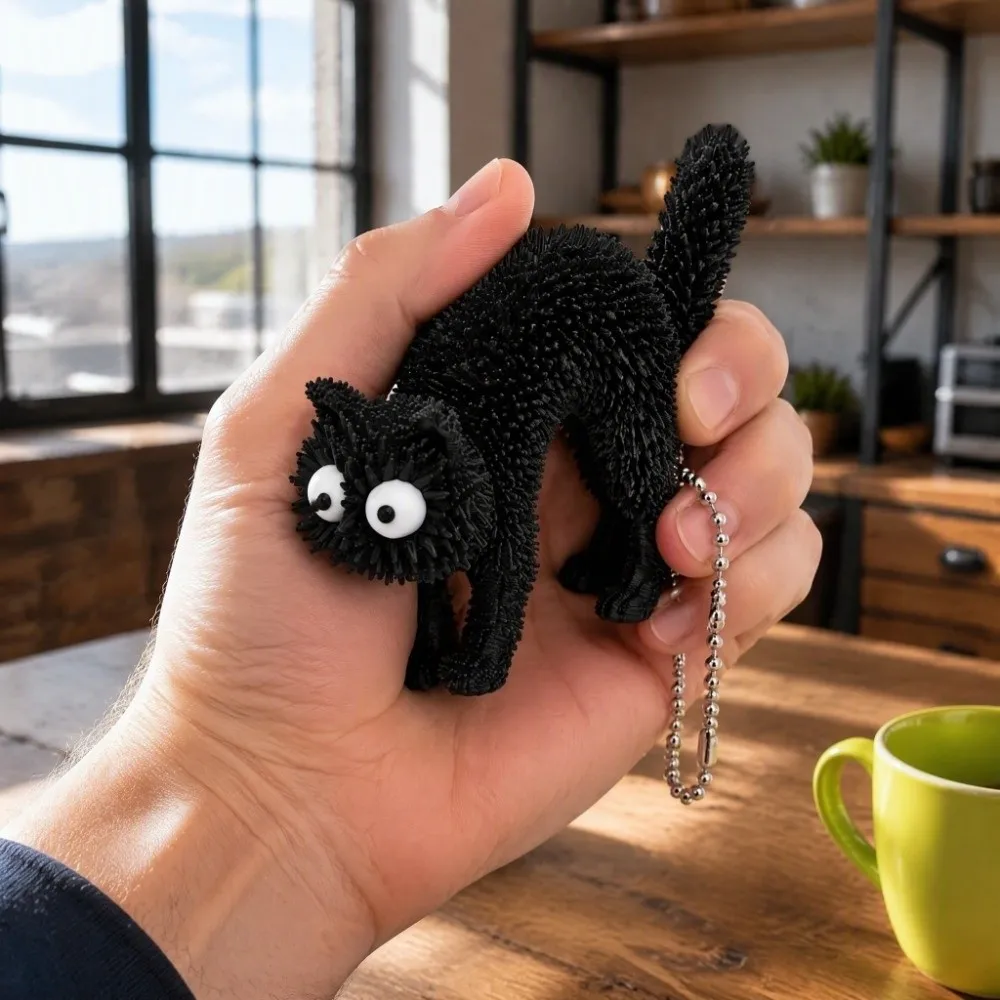 3D Printed 3D Printed Keychain Spiky Lightweight Fidget Grip Compact Stereo Tactile Decompression Hanging Ornament Cat Lovers