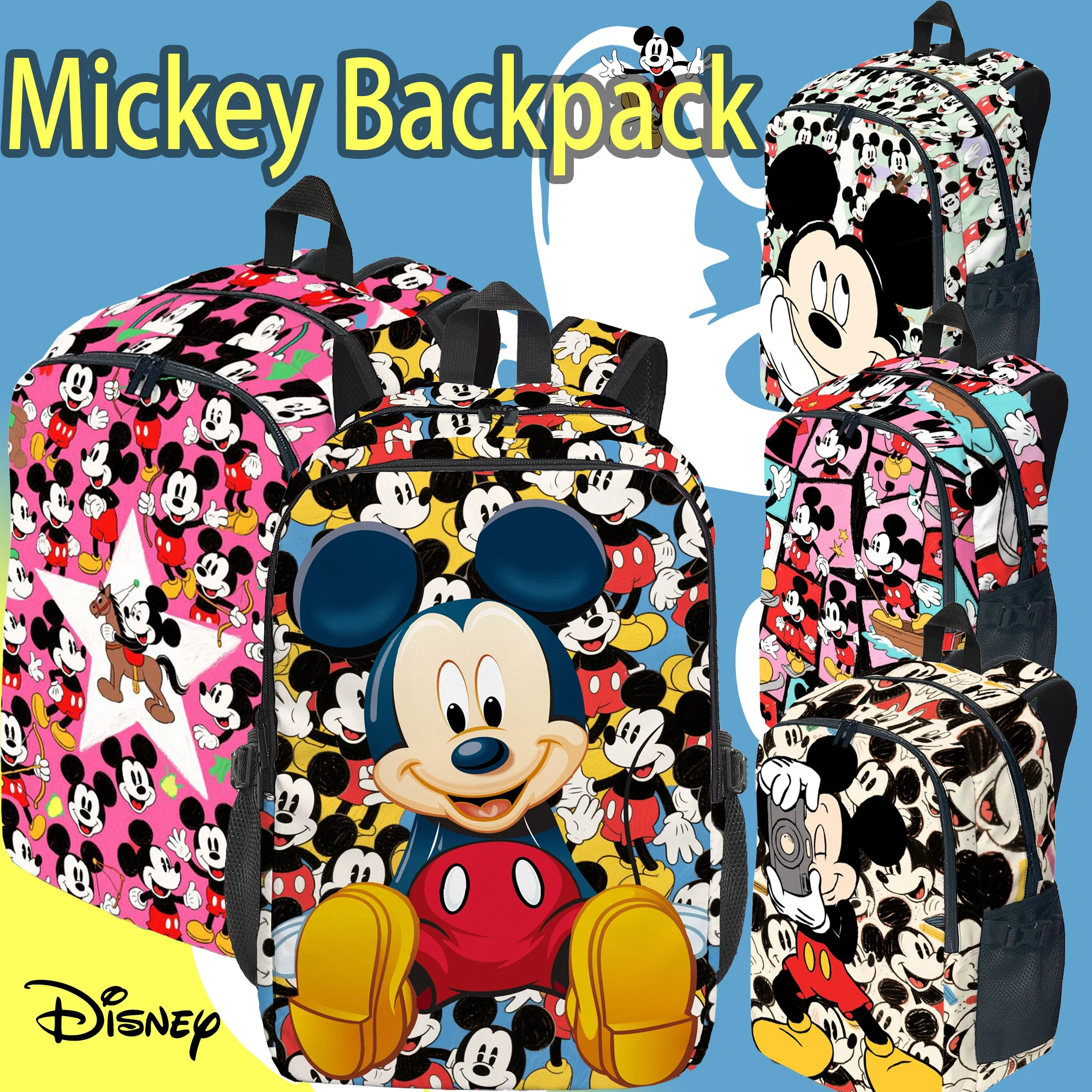 1pcs Disney Mickey Laptop Backpack, Fashionable and Simple, Gift-Friendly, Unisex Couple Style, Large Capacity, High-Quality