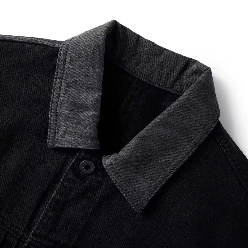 2024 Spring and Autumn New Denim Jacket Men's and Women's Fashion Casual Loose Patchwork Vest Black Top Coat