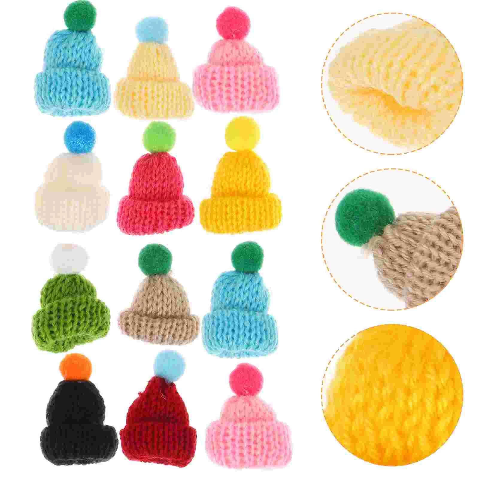 55pcs DIY Mini Hats Decorations Knitting Hat Toys Handmade Craft Supplies for Kids Girls (Mixed Color)