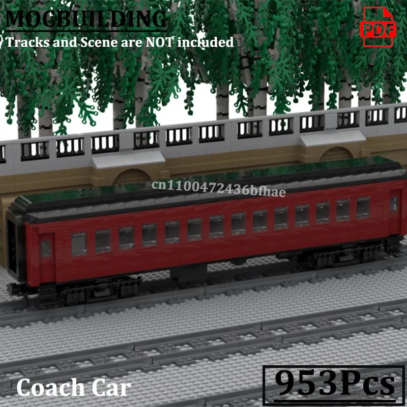 

Long Coach Car Bricks Train Car Display Model MOCBUILDING Blocks City Railway Passenger Car Construction Toys Gift for Kids