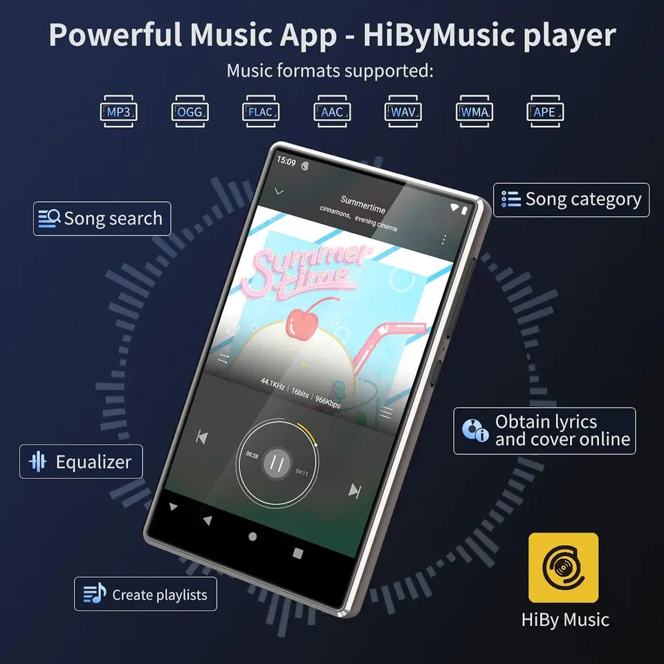 MP3プレーヤー　Oilsky M501 Pro BluetoothとWiFi搭載MP3プレーヤー、Oilsky M501 80GB (64GB+16GB)音楽