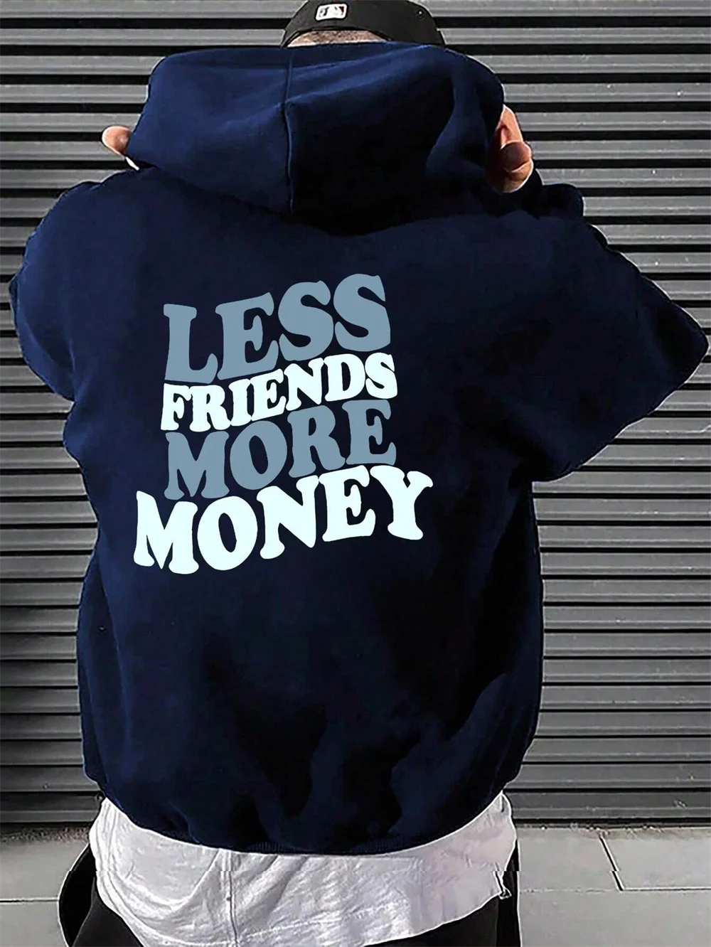 

2024 Hot Sale Men's Slogan Graphic Printed Casual Sport & Commute Versatile Letter Embellished Fleece Lined White Hoodie