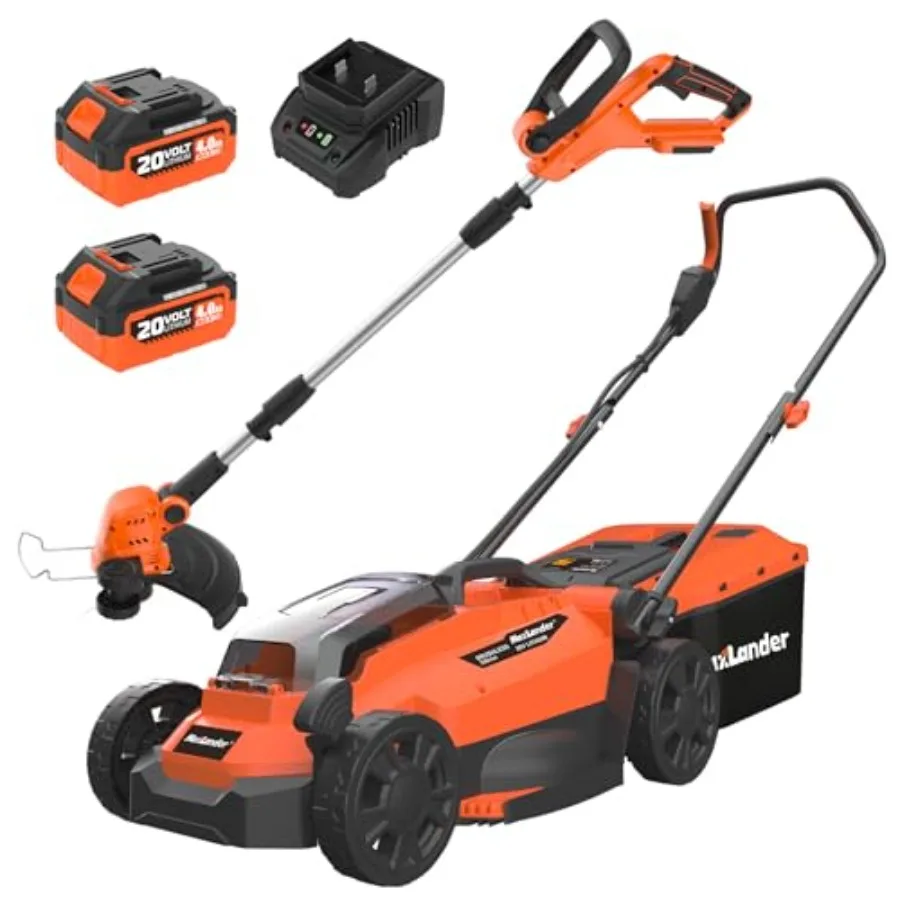 

13 Inch Electric Lawn Mower and 12 Inch Cordless Weed Wacker 20V String Trimmer with 2x4.0 Ah Battery and Charger Grass Cutter