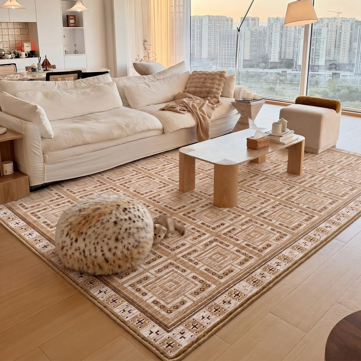 Blending Vintage Living Room Carpet Brown Color Simple Home Decor Rug Carpet Bedroom Soft Thick Study Bedside Mat Large Mat