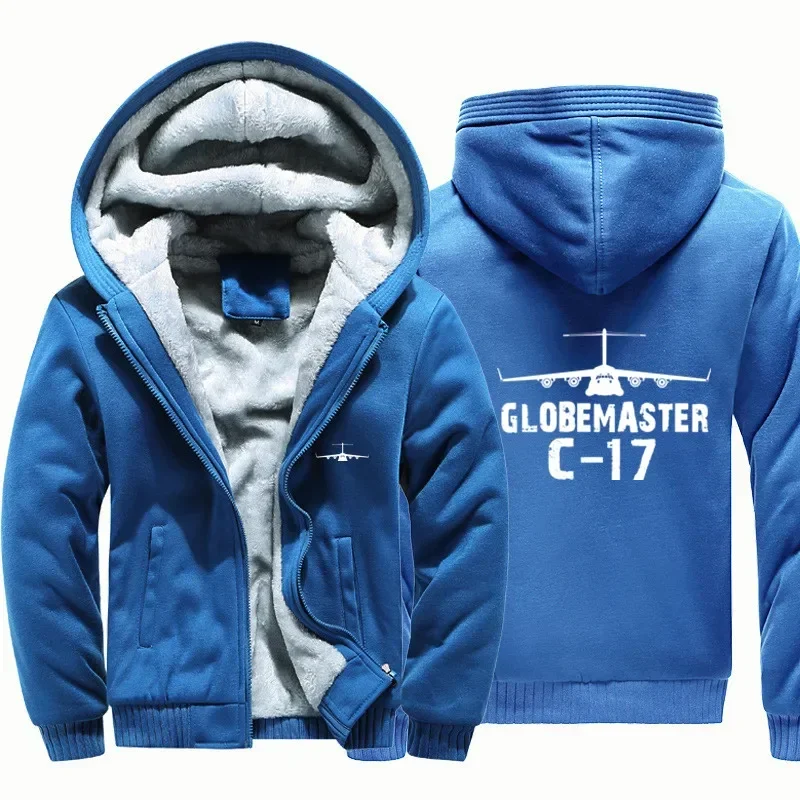 

GlobeMaster C-17 Flight Aviation Pilots Men Coat Jackets Wool Fleece Warm Zipper Hooded Thick Hoodies Sweatshirts