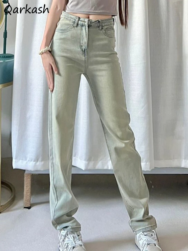 

Denim Jeans Women Autumn Leisure Vintage Bleached Chic Straight All-match Boyfriend Streetwear Harajuku Ulzzang Trousers Popular