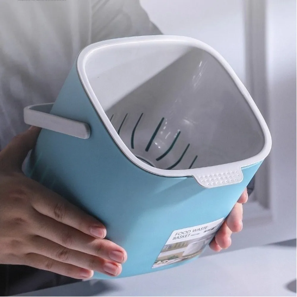 

Quality 2 Tier Waste Trash Can Plastic Drainer Garbage Bin with Handle Storage Basket Household