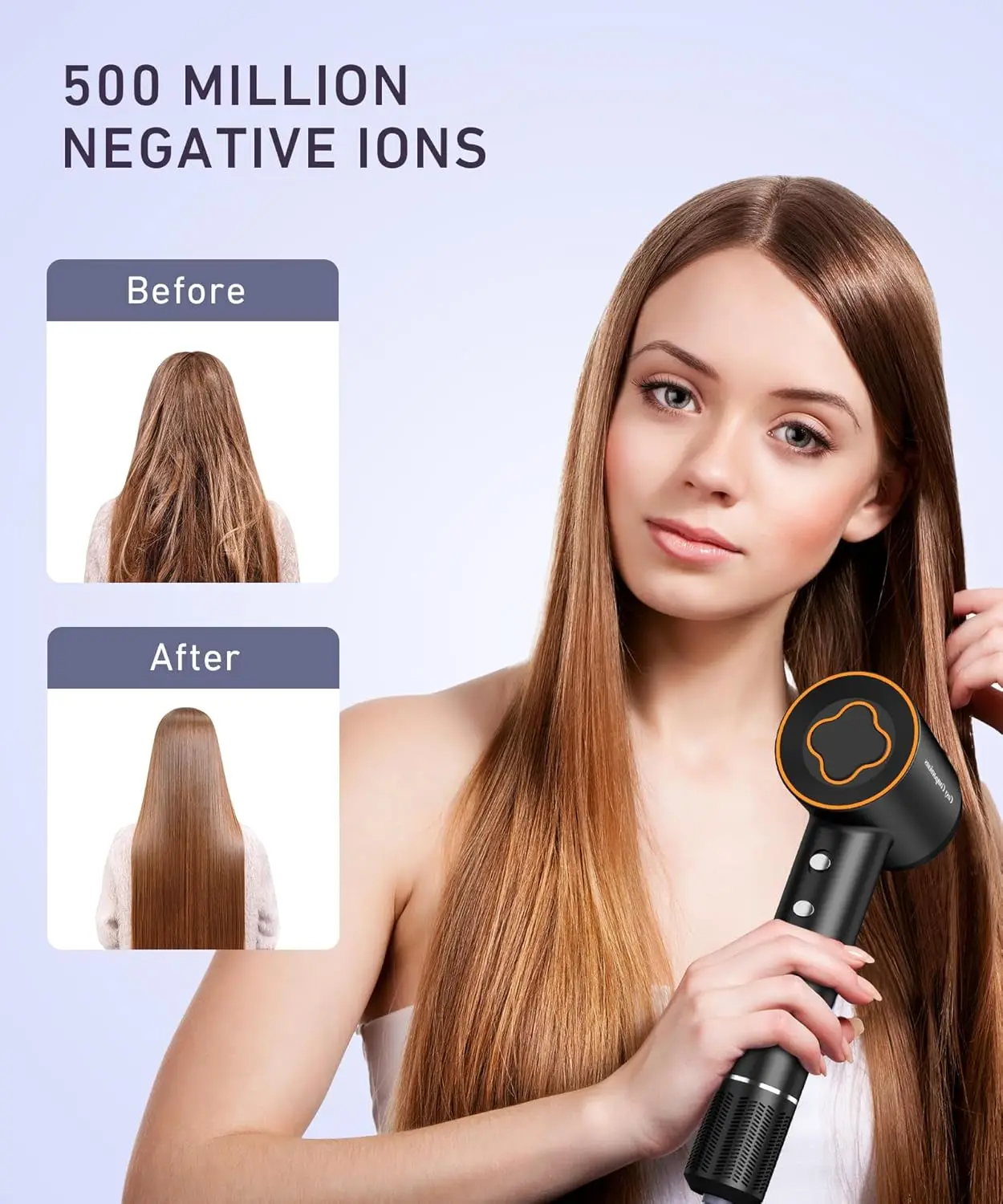 Hair Dryer, 150000 RPM High-Speed Brushless Motor Negative Ionic Blow Dryer for Fast Drying,