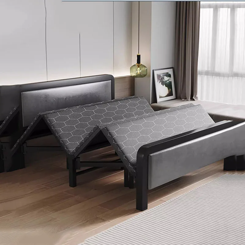 

Double Bedroom Bed Children Luxury Folding Headboards Girls Portable Bed Frame Metal Japanese Cama Individual Home Furniture