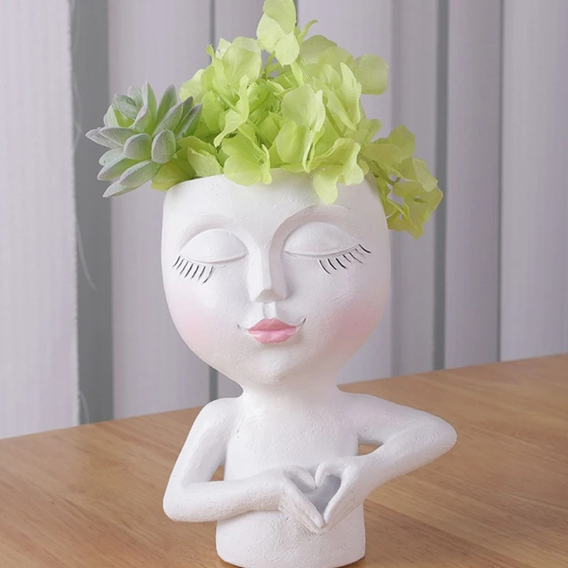 Love Girl Gypsum Flower Pot Silicone Resin Mold Epoxy Resin Casting Mold Succulent Vase Cement Mold Holder Mold N58F