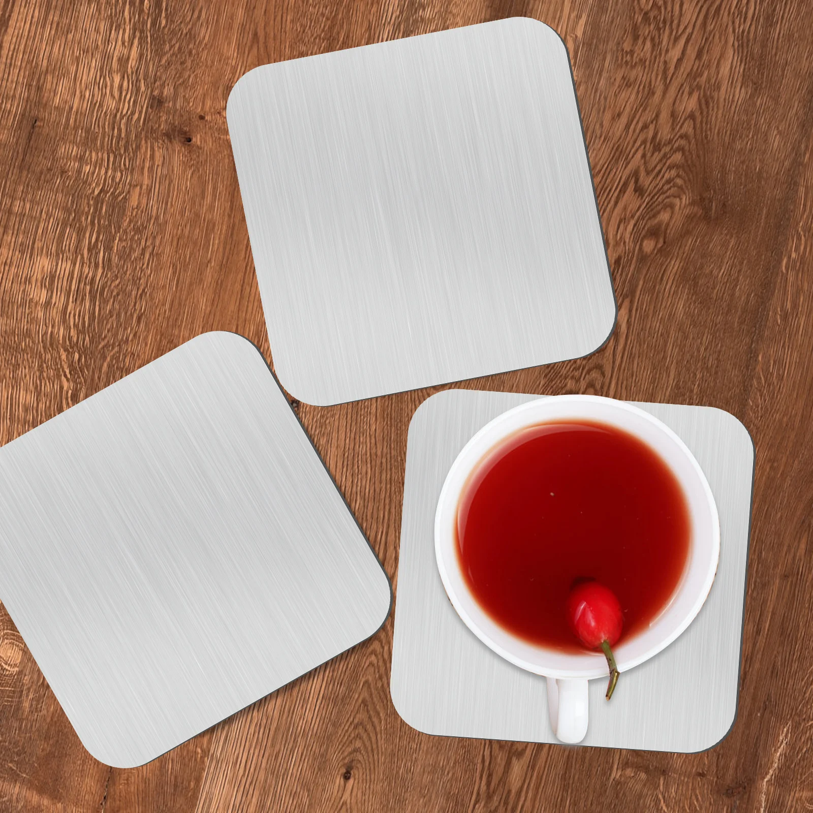 

5pcs Round Stainless Steel Coaster Cup Mat Heat Resistant Non-Slip Reusable Coffee Coaster For Kitchen Dining Room Home Decor