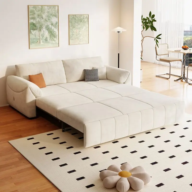 Nordic Fabric Sofa Bed Dual-purpose Foldable One-piece Storage Single and Double Person Dual-purpose Extendable Fabric Sofa Bed