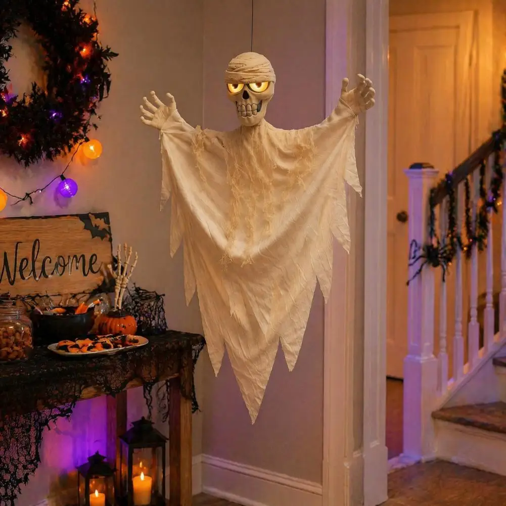 Halloween Decoration Luminous Demon Pumpkin Scarecrow Hanging Ornaments Turned Head Pumpkin Halloween Horror Home Decor Yard