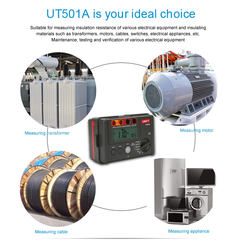 UNI-T UT502A UT501A جهاز اختبار مقاومة العزل الرقمي Megohm متر العزل المقاومة متر أوم Megohmmeter