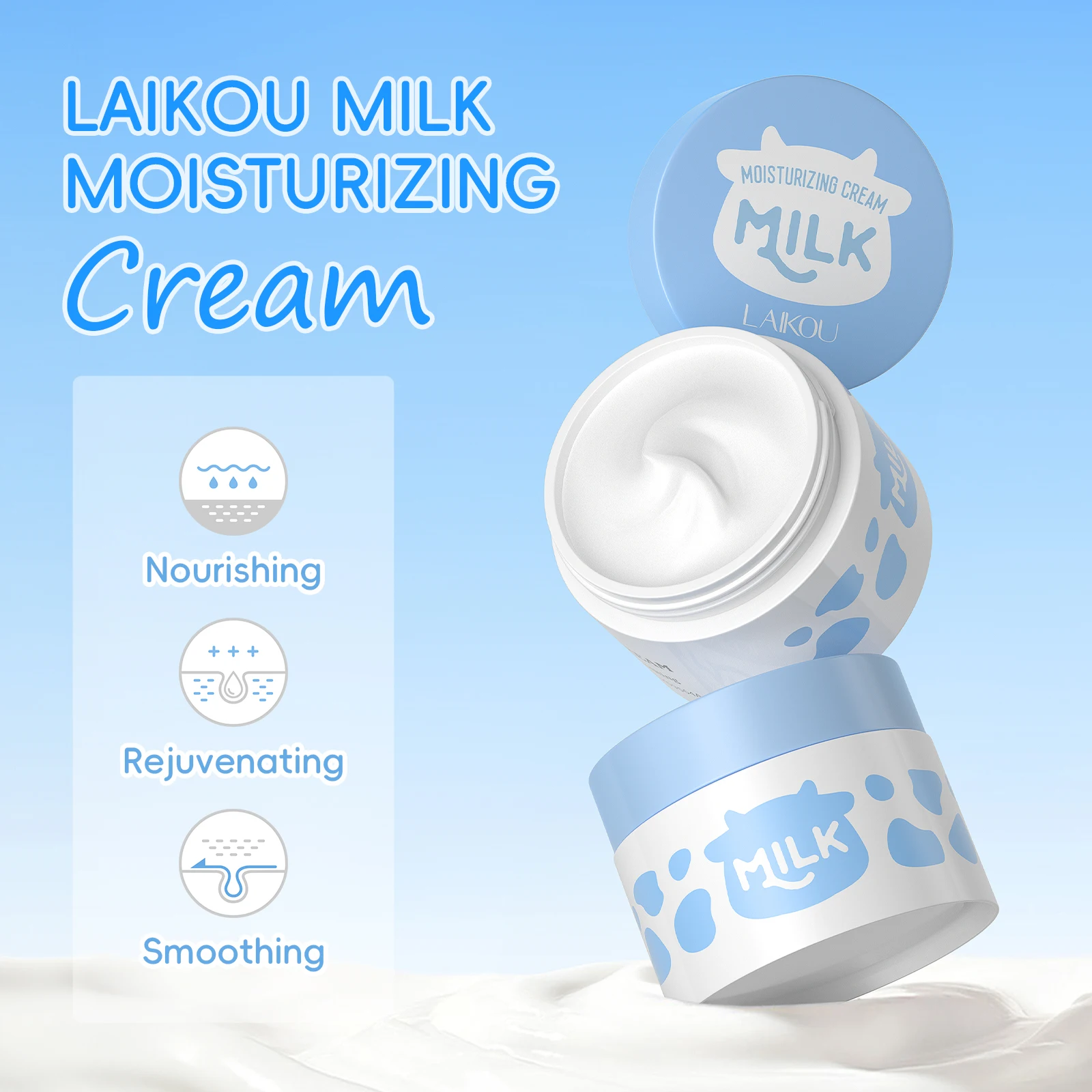 LAIKOU Milk Full‑Set Skin Care Kit,Cleanser Toner Serum Eye Cream Face Cream Hand Cream,5pcs Facial Sheet Mask,Hydrating Nourish view 6