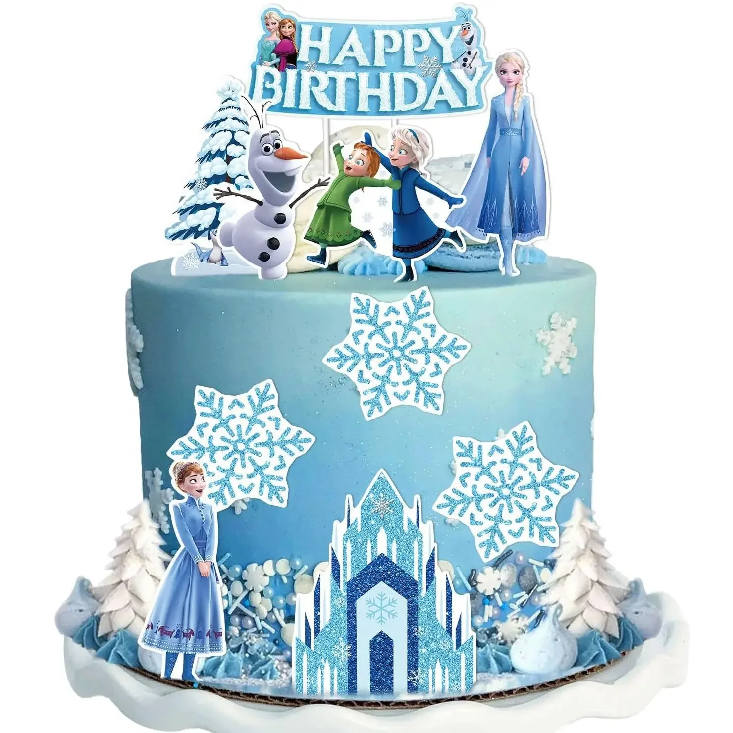 Disney Frozen Princess Elsa Cake Decoration Supplies Anime Figures Desserts Topper Girls Birthday Party Baking Props Accessories