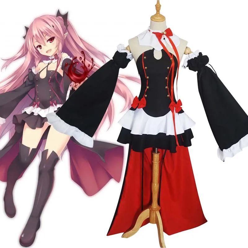 Krul Tepes przebranie na karnawał peruka Anime Seraph of The End Cosplay mundur czarownica wampir sukienka kostium na Halloween dla kobiet