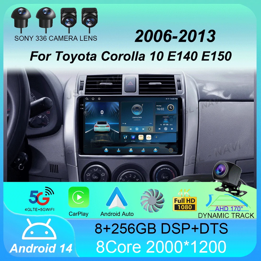 

Android 14 Car Radio Carplay For Toyota Corolla 10 E140 E150 2006 - 2013 Navigation GPS Stereo Unit Android Auto No 2din 5G Wifi