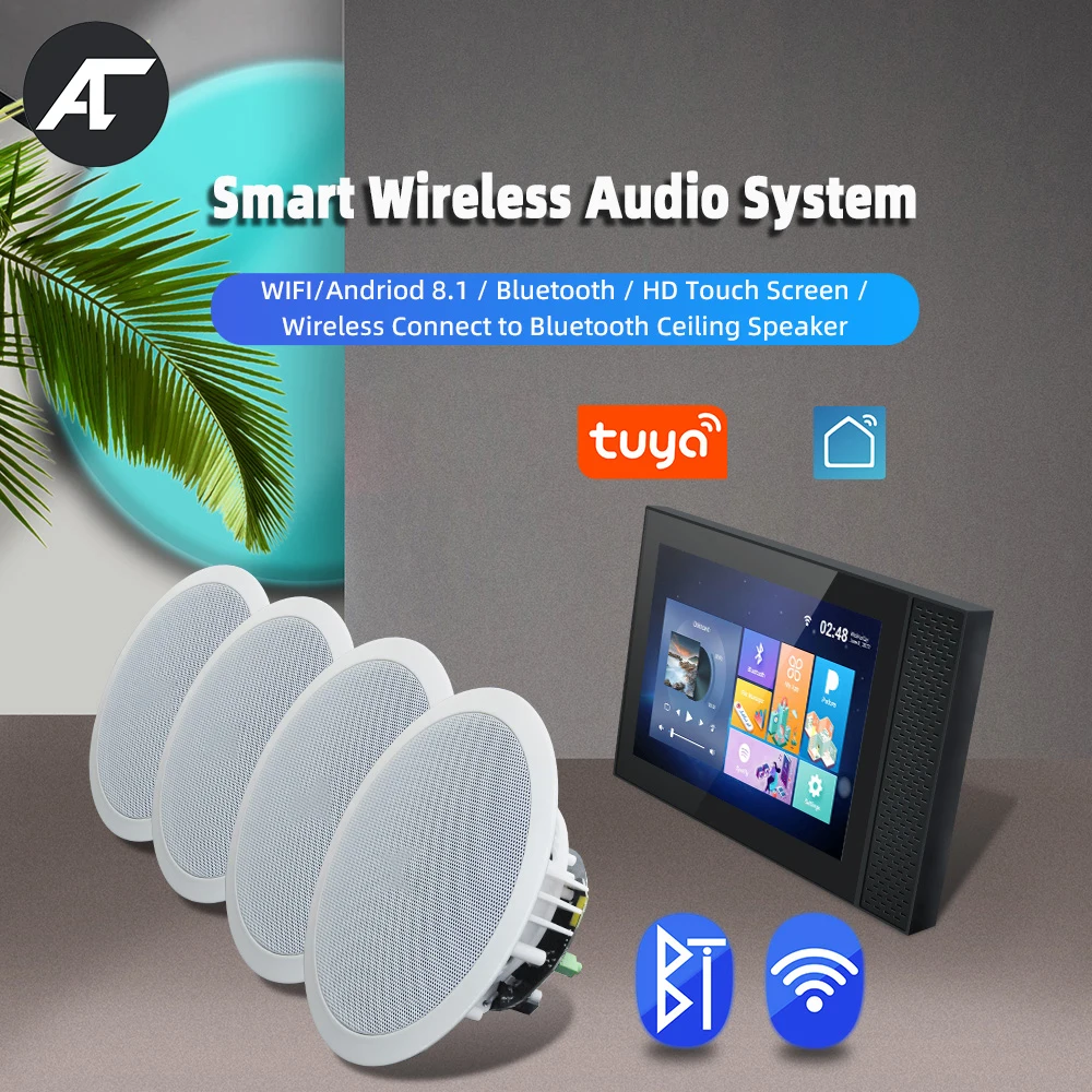 

Smart Home Audio WiFi TUYA Wall Amplifier Powerful Android Amp Support Alexa RS485 with 5.25" Stereo Bluetooth Ceiling Speaker