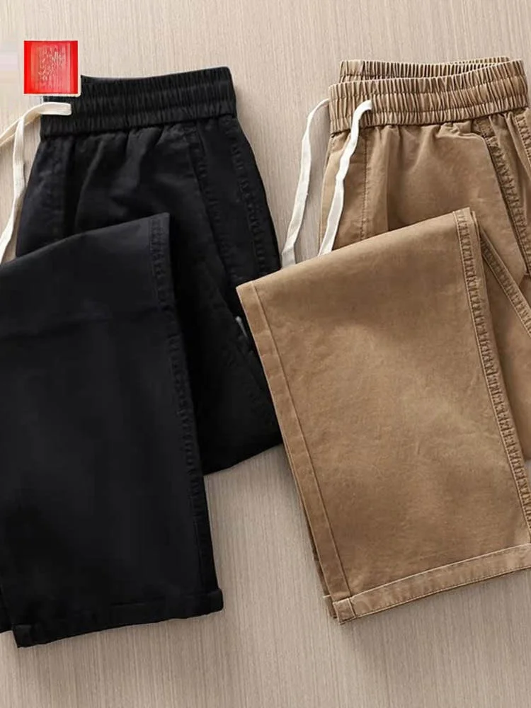 American Style Vintage Loose Fit Lightweight Cotton Casual Pants Men's Summer Breathable Straight Leg Trousers Sporty