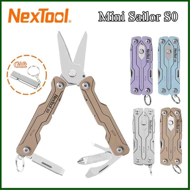 NexTool 8 In 1 Mini Sailor Scissors S0 Micro Keychain Multitool Screwdriver Portable Pocket Folding EDC Tool for Travel
