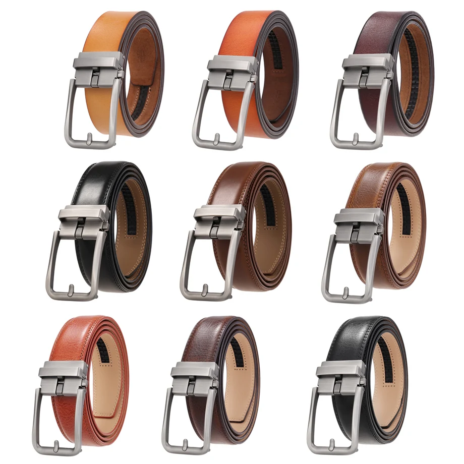 Plyesxale Real Leather Belts For Men Mens Belts Luxury Ratchet Dress Belt With Automatic Buckle Retro Waist Strap Male B1094