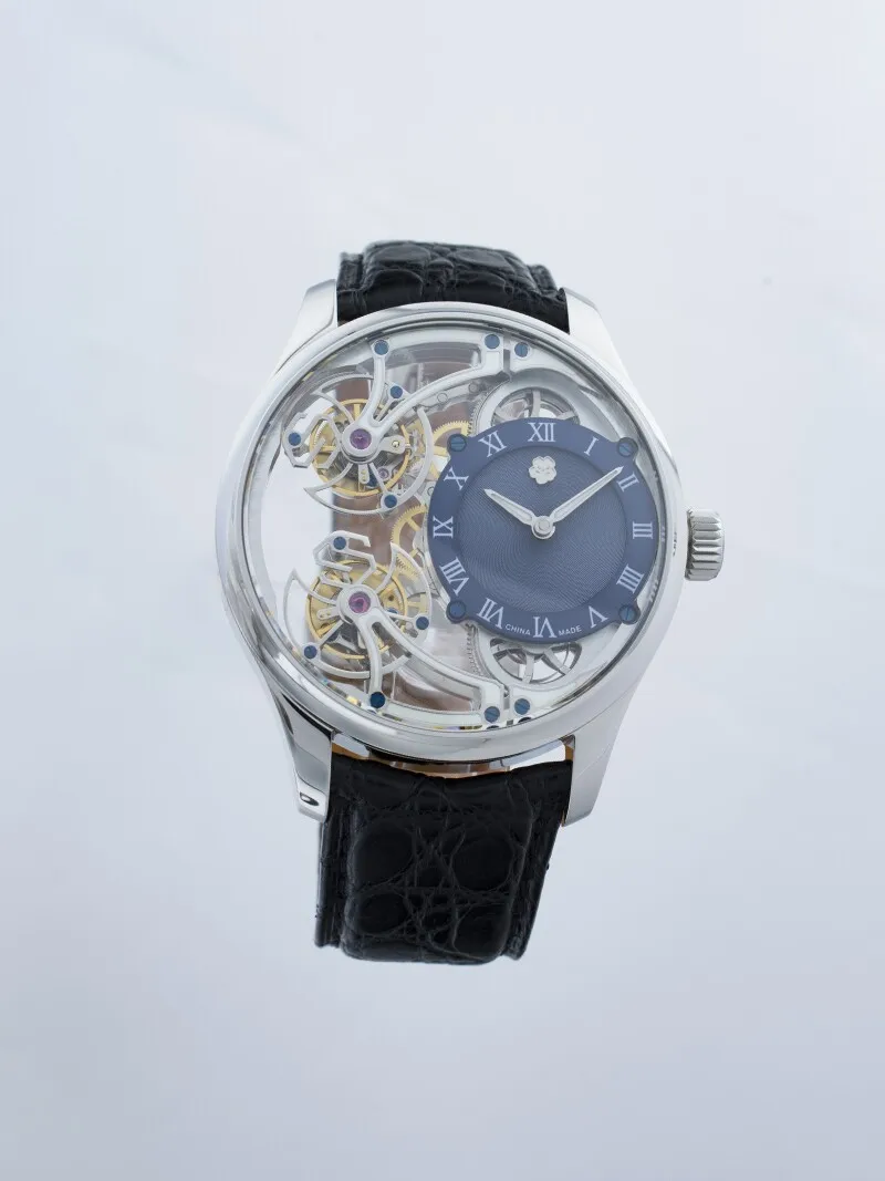 China Sakura YINGHUA Forward and Reverse Double Tourbillon Flying Suspension Watch Men's Luminous Mechanical Watch Steel