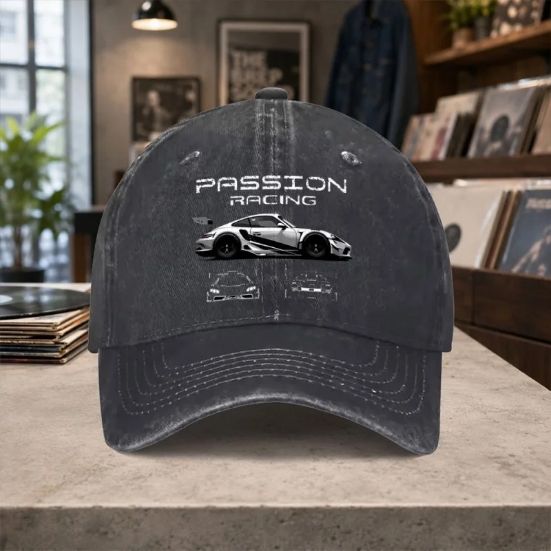 Passionate Racing Sports Car Wash Unisex Adjustable Retro Baseball Cap for Men Women Outdoor Daily Wear Gift