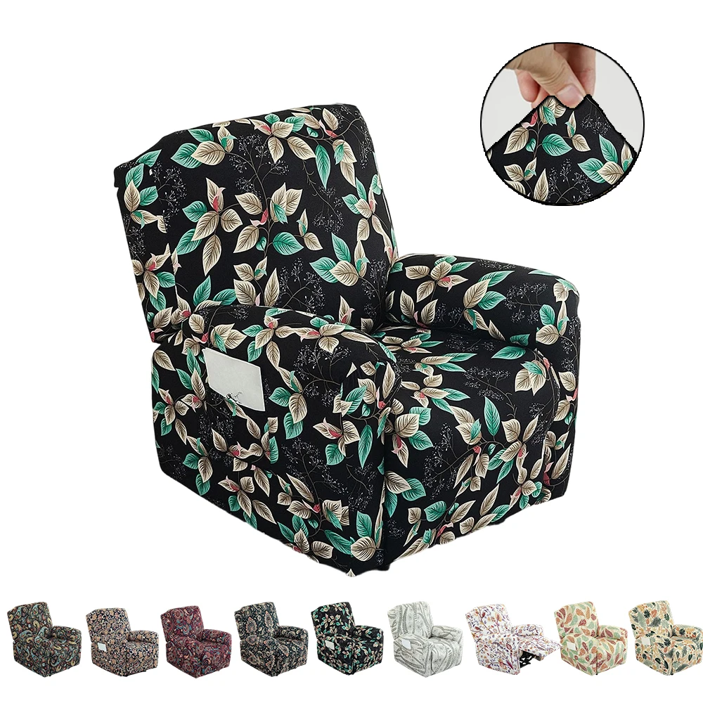 Non-slip Recliner Sofa Covers Dust-proof Removable Armchair Slipcover Boho Print Universal Fit for Living Room Bedroom 4pcs Set