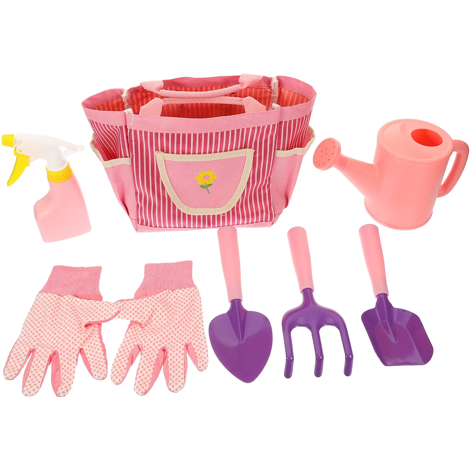 1Set Kids Gardening Tools Set Safe Rounded Edges Soft Grip Bright Colors for Garden Beach Yard Planting Weeding Transplanting