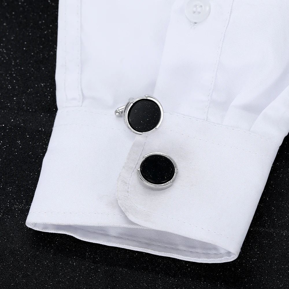 Funny Mens Carbon Fiber Galaxy Design Cufflinks Grooms Shirt Suit Tuxedo Blouse Space Round Cuff Button