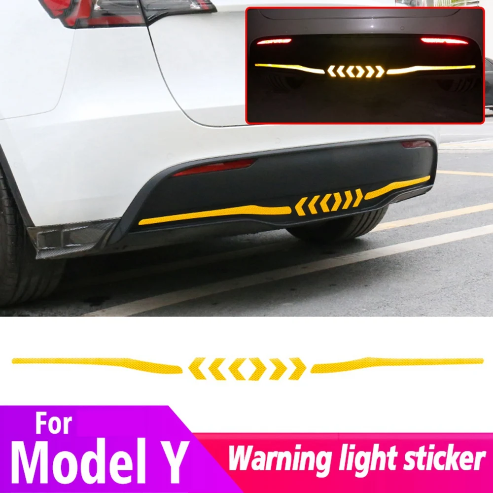 Reflective Car Tail Sticker Safety Warning Exterior Sticker Rear-End Reflection Sticker for Tesla Model Y 2021-2022