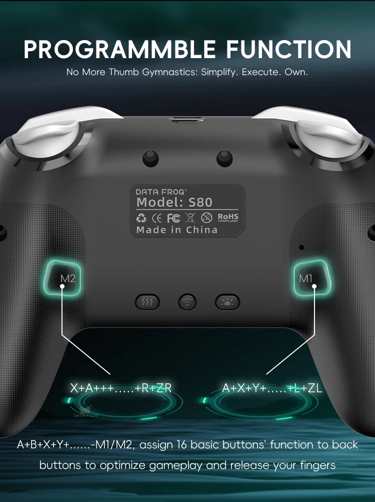 DATA FROG 2 Pack Wireless Pro Controller Gamepad for TV Console Box PC Android iOS Gaming Support HD Vibrate Ergonomic Grip