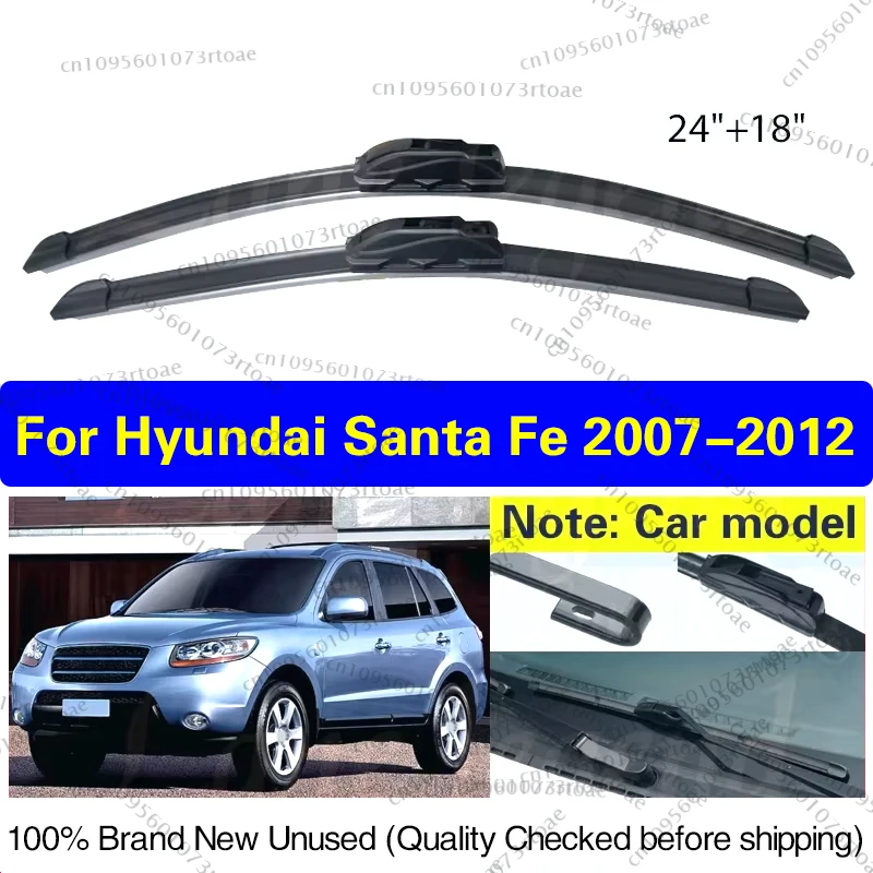 

Car Wiper Blade Blades For Hyundai Santa Fe CM MK2 2007 - 2012 Windshield Windscreen Clean Naturl Rubber Car Accessories 24"+18"