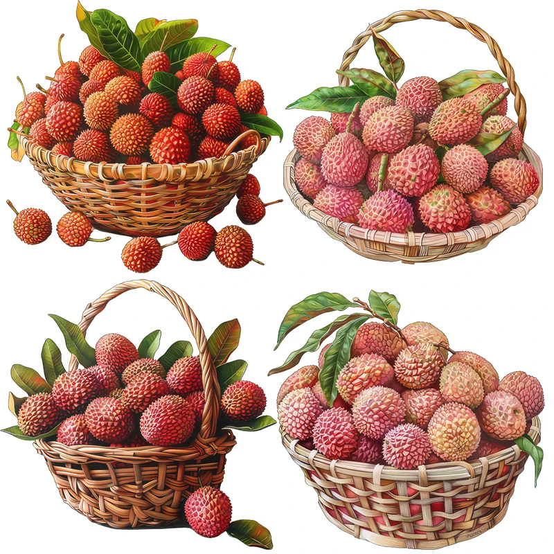 Three Ratels CO104 Beautiful Lychee Basket Pastoral style Cartoon fruit  wall stickers for Home decoration