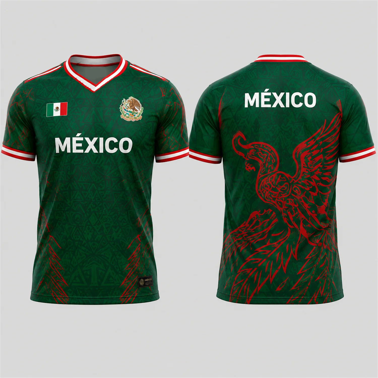 Men's Summer V Neck Short Sleeve T-shir MEXICO Letter Full Print Loose Casual Sports Outdoor Sports Fans Daily Wear