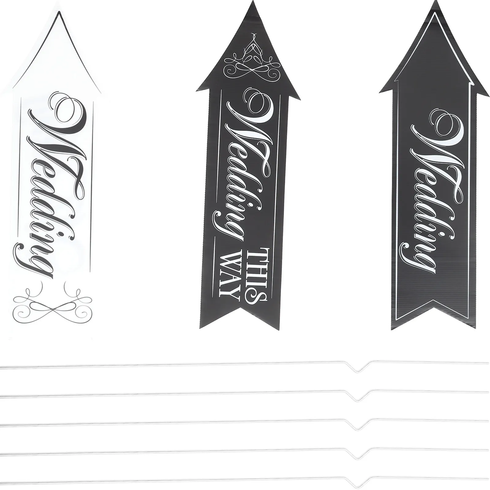 1Set Wedding Directional Yard Sign Classical Arrow Shape Solid Sturdy Garden Stake Romantic Outdoor Wedding Party Decor Welcome