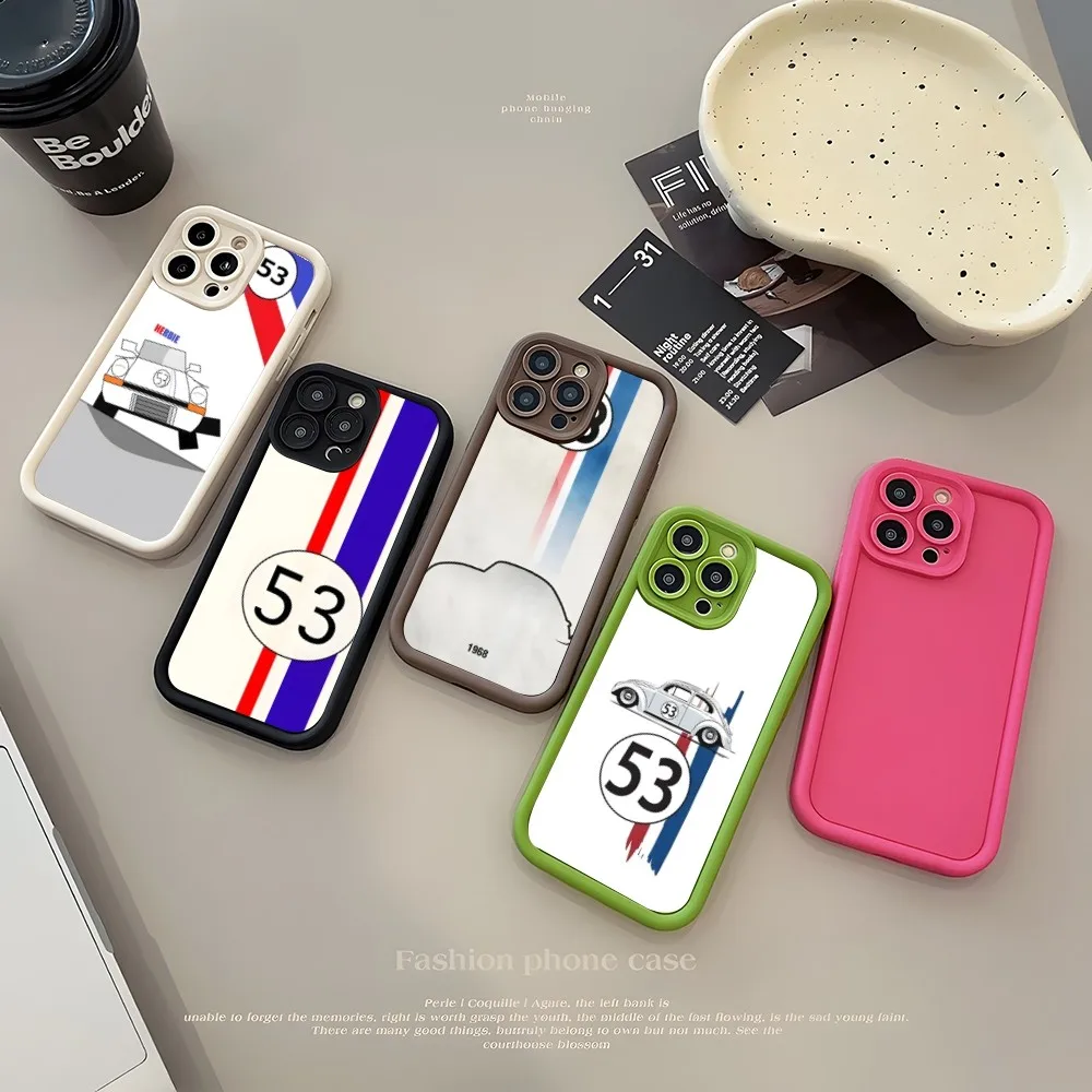 Herbie, Number 53 Phone Case Simple Solid Color Matte Silicone Case For IPhone 15 14 13 12 11 Pro Max Plus Soft Couple