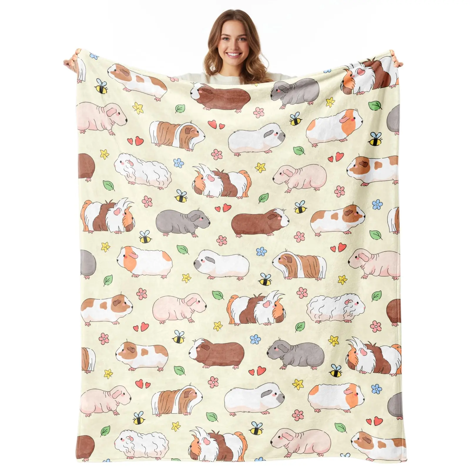 Cute Cartoon Hamster and Guinea Pig Blanket A Children's Gift Soft Warm and Lightweight Suitable for Children and Room Decor