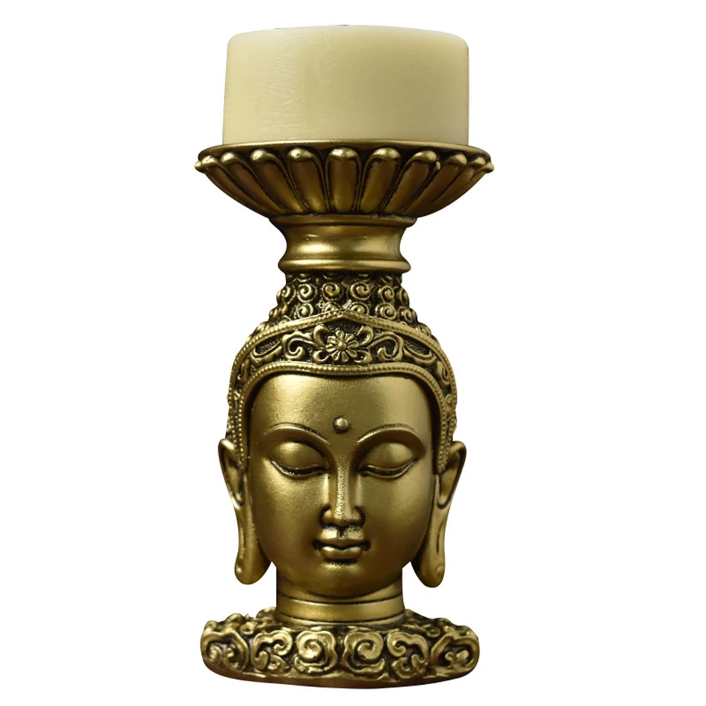 

Creative Southeast Asian Antique Buddha Head Candlestick Resin Crafts Art Home Office Desktop Decoration Figurines Statues Decor