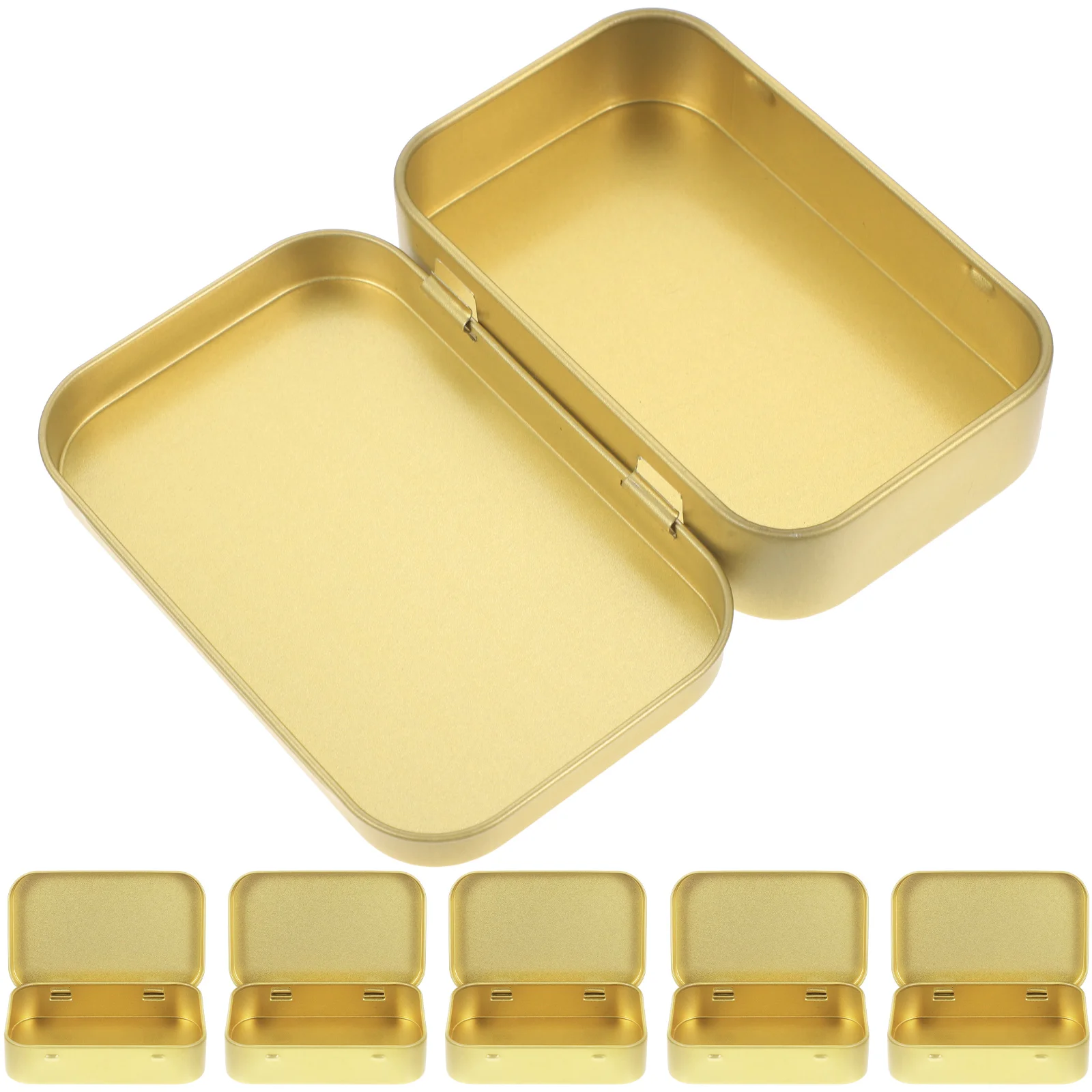 

6pcs Golden Flip-type Tinplate Storage Boxes with Lid for Gifts Snacks Jewelry Lightweight Durable Containers Small Candy Boxes