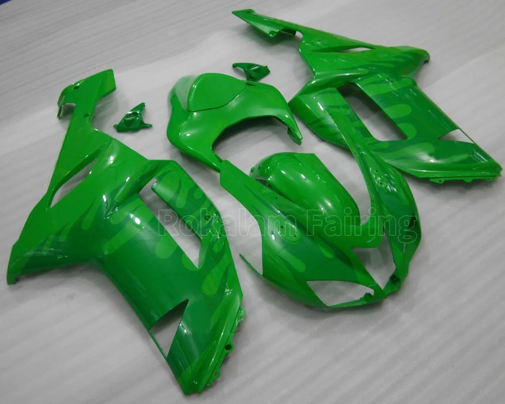 For Kawasaki ZX-6R 2007 2008 Ninja ZX6R 07 08 636 ZX636 Green Flame Motorbike Parts Fairing Kit (Injection Molding)