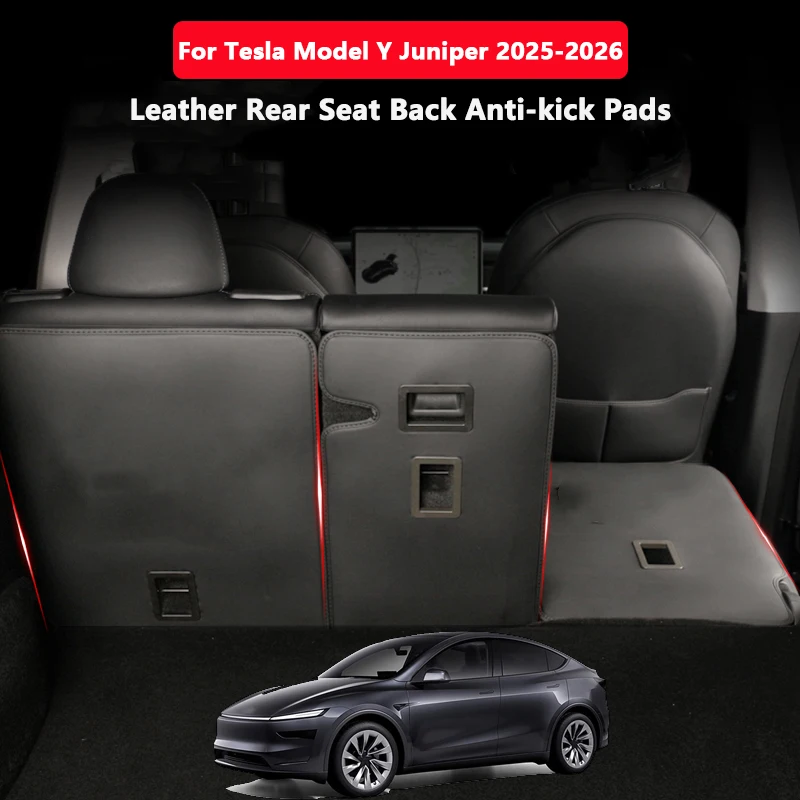 For Tesla Model Y Juniper 2025-2026 Rear Seat Back Cover Leather Backrest Protector All Weather Split Cargo Liner Anti-dirty Pad