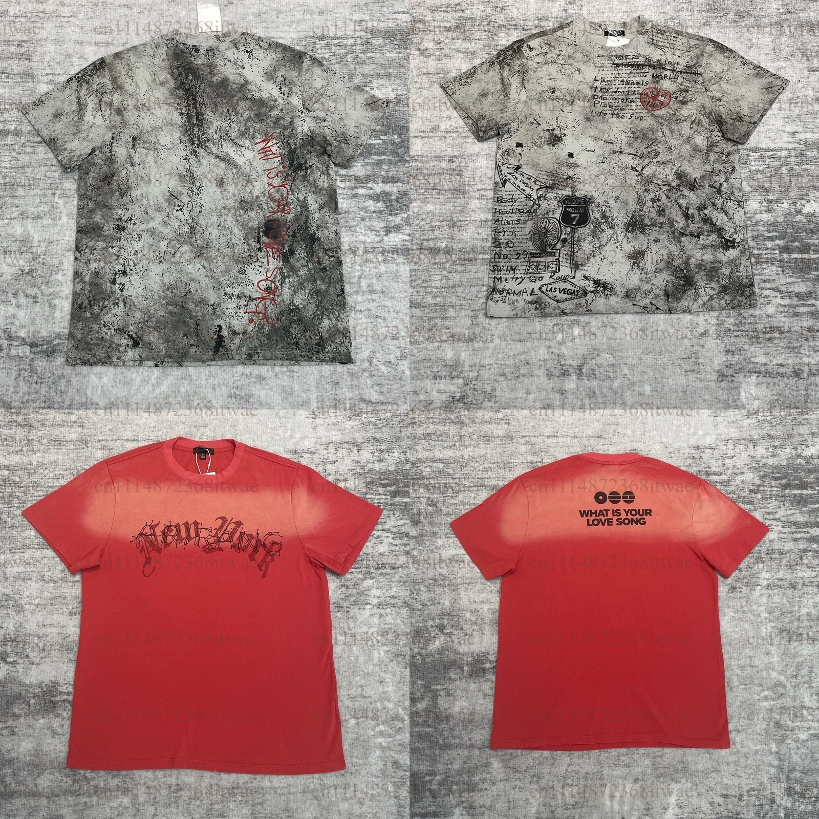 Fan Collection Short Sleeve T‑Shirt Vintage Wash Cotton Tee ARIRANG Print Casual Loose Top For Men Women Daily Streetwear